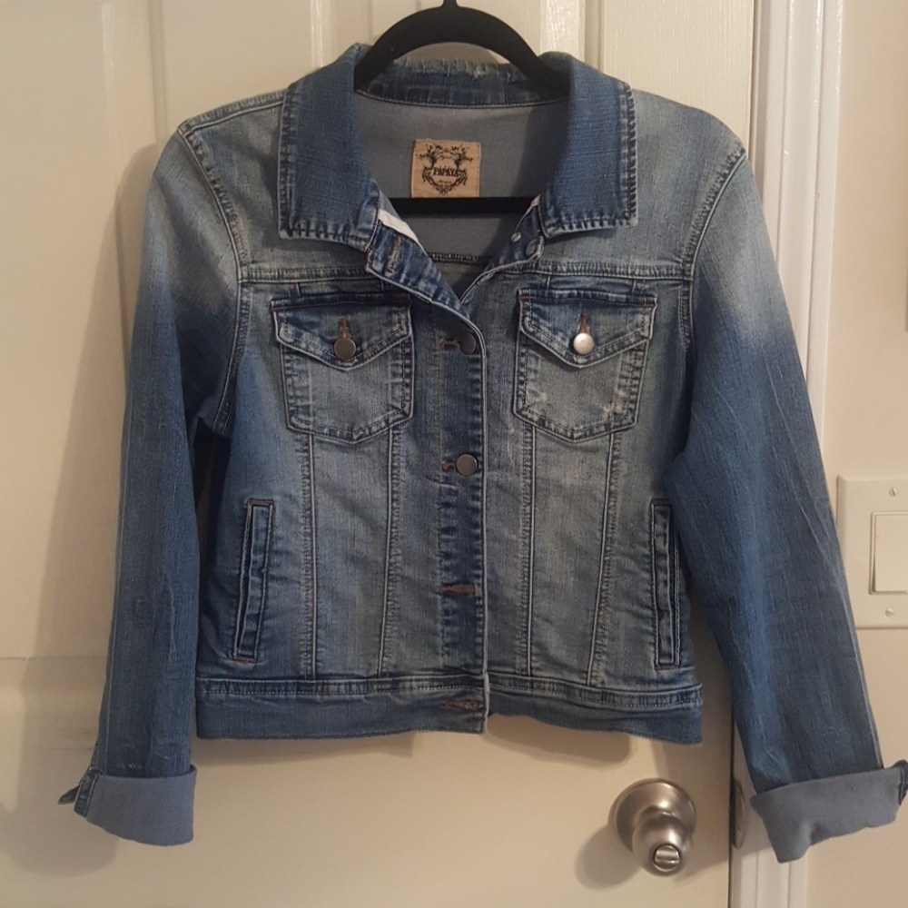 Papaya stretch blue jean jacket